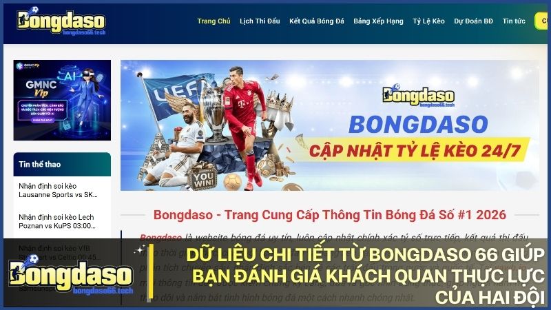 Thông số tỷ số bóng đá bongdaso cung cấp cái nhìn toàn diện về thực lực hai đội
